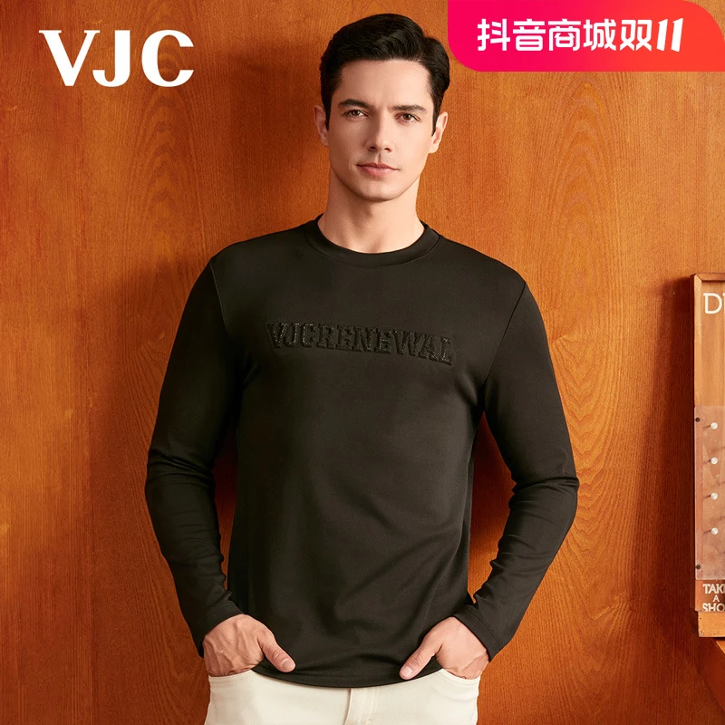 VJC/威杰思秋季男装新款休闲长袖T恤烫钻潮流时尚 B23CA2018