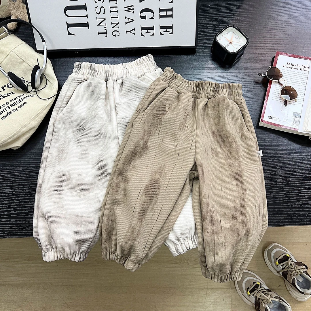 新款秋冬季国风儿童裤子男童女童长裤批发韩版休闲束脚外贸运动裤