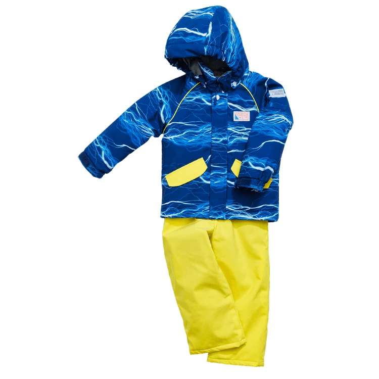 【90cm-120cm闪电款】儿童滑雪服套装女男童加棉保暖带成长抽绳