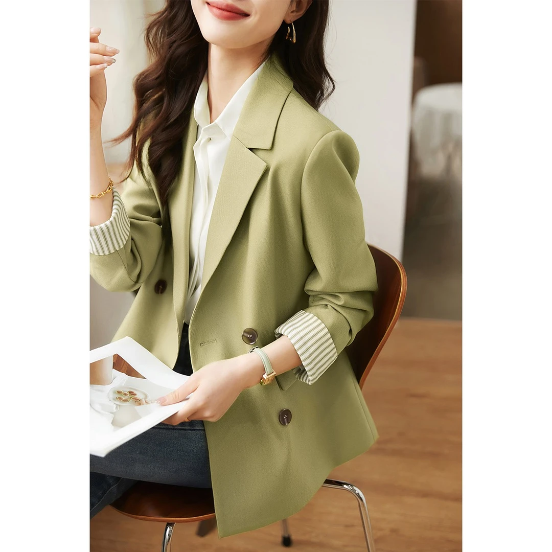 沫晗依美2025春季时尚小个子春秋西服韩版休闲通勤质感女西装