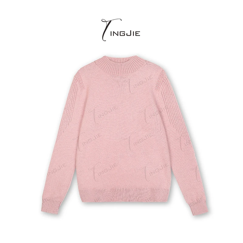 【婷姐优选】高级气质洋气灰粉色百搭时尚针织加厚半高领套头B326