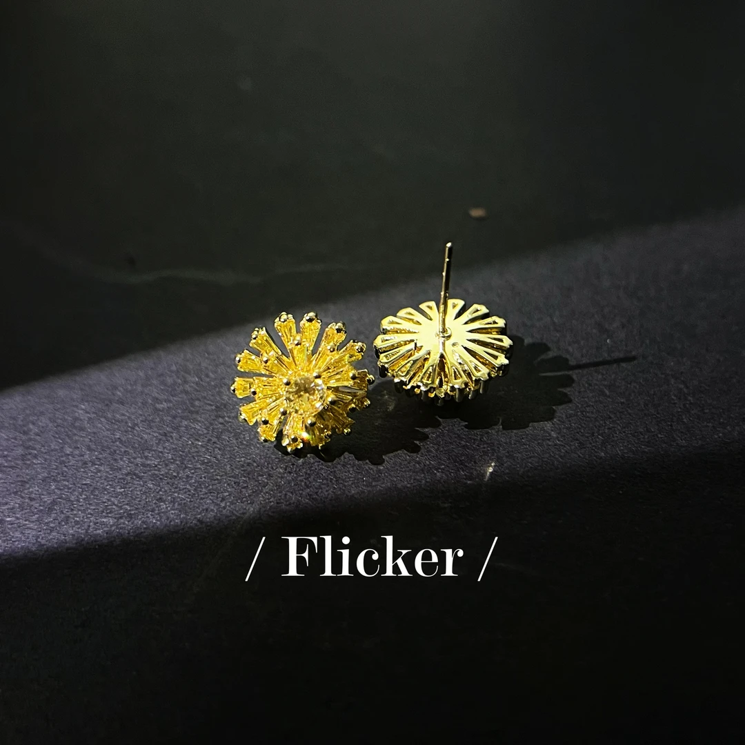 铜合金合成锆石耳饰 「璀璨烟花」超闪清新设计感耳钉百搭精致C100