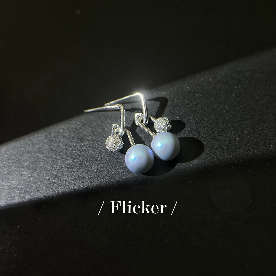 铜合金合成锆石耳饰 E1160设计师个性渐变荧光蓝珠珠耳坠时尚