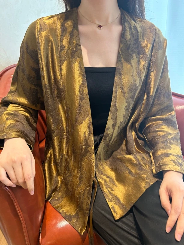 【予恩私服】丝羊毛亚麻纺 高温环保染色提花外套 ZB23101