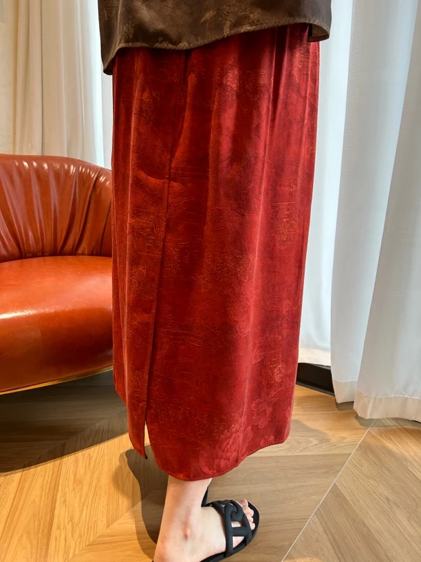 【予恩私服】小众迷人暗红色香云纱双面穿半身裙XP2031A