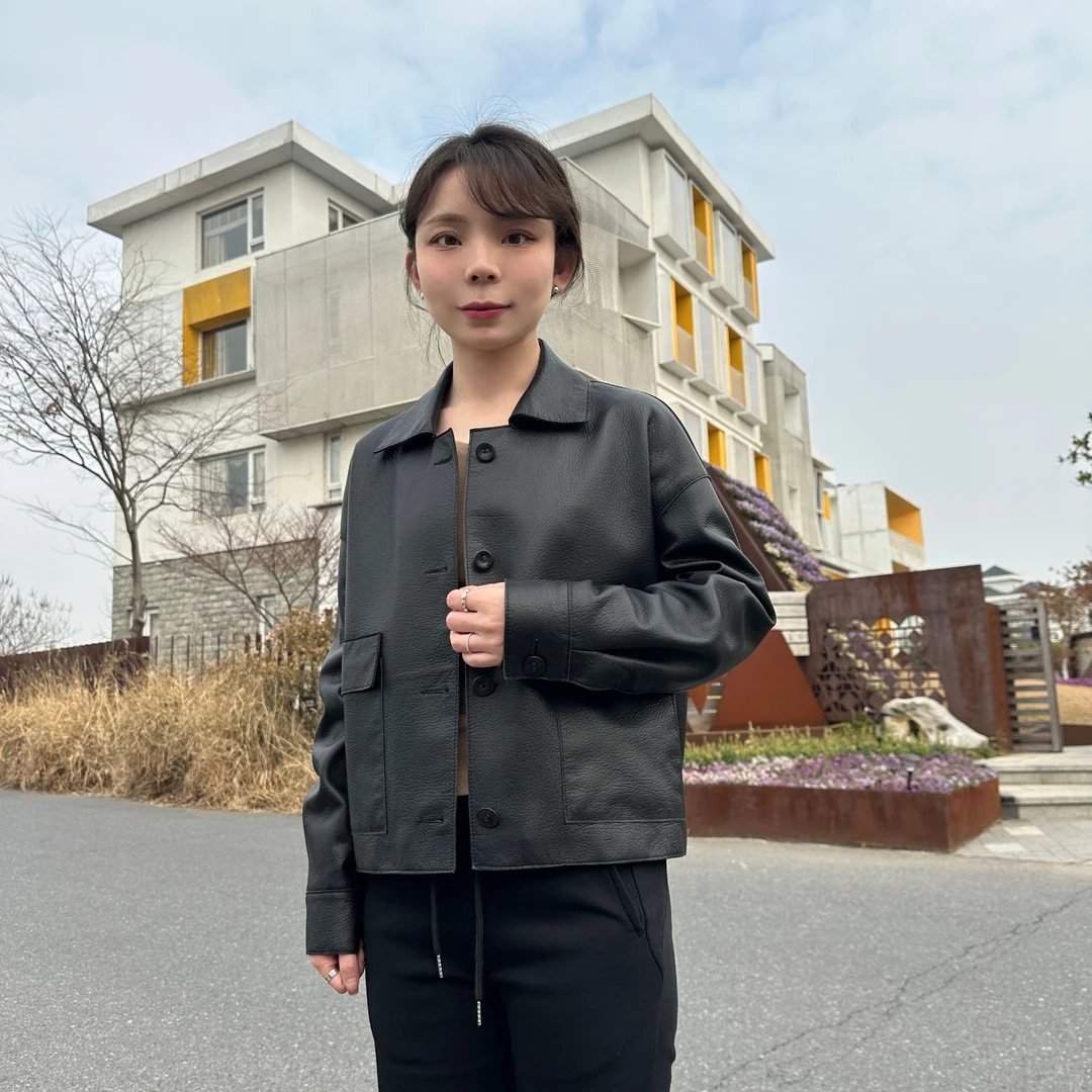 暖阳【怦然心动】新西兰头层绵羊皮泡皮休闲百搭真皮皮衣外套女春秋