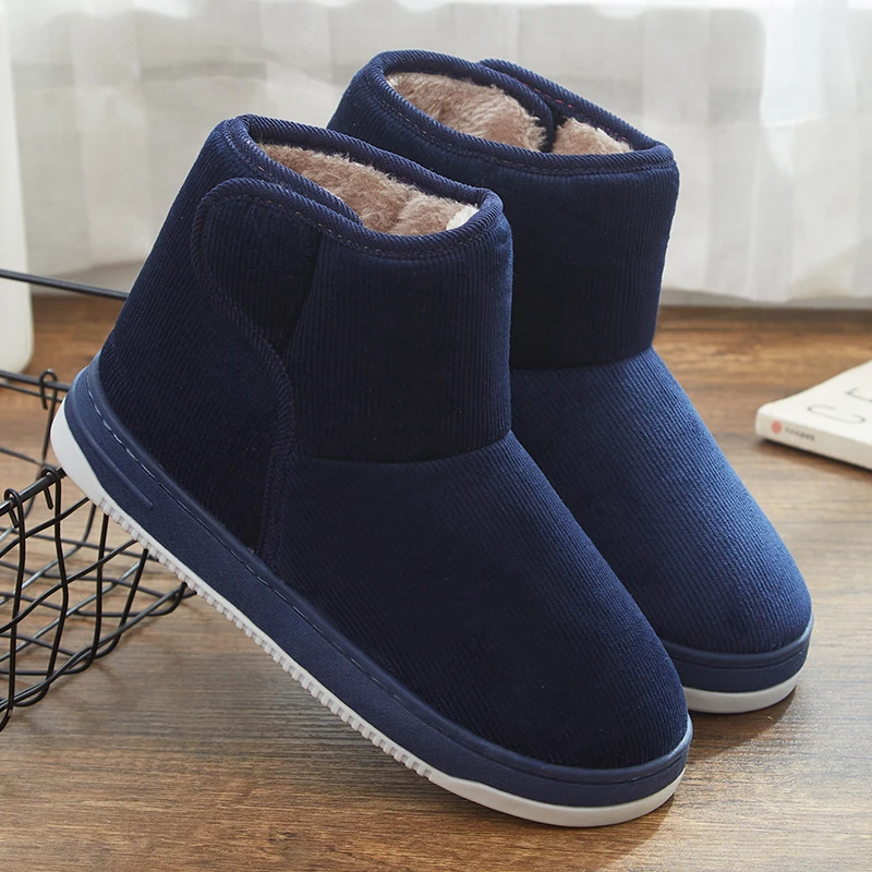 高筒棉拖鞋男包跟冬季防滑厚底室内保暖加绒居家用老人棉鞋女外穿