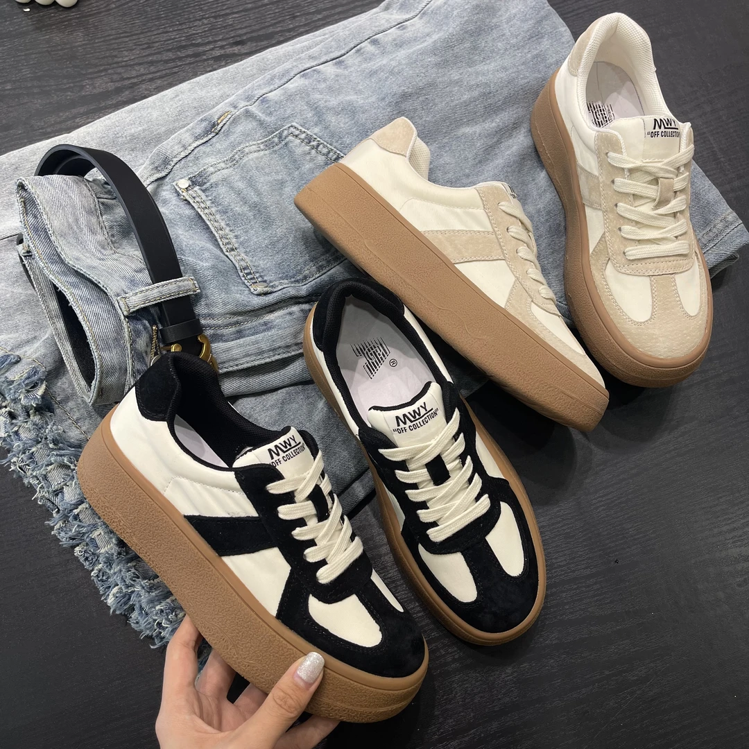 【增高4】厚底德训鞋女2024秋季新款韩版百搭休闲运动鞋子女板鞋女