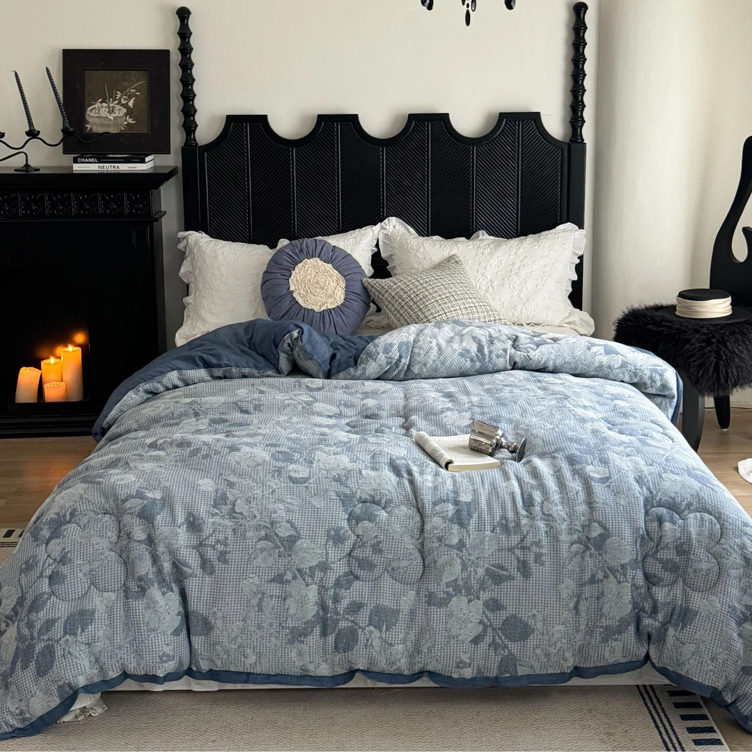 【树叶】200*230韩国外单纯棉双层纱冬被加厚可机洗保温双人