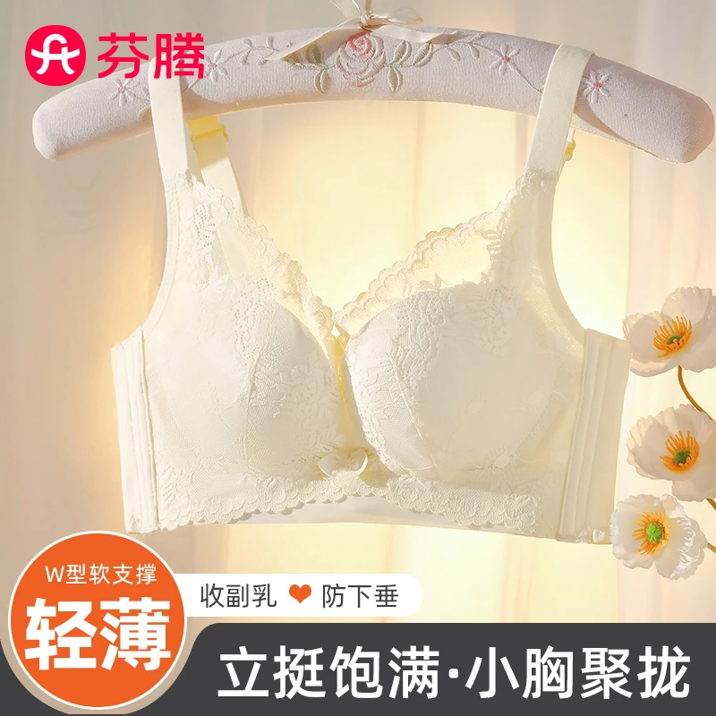 芬腾新款性感蕾丝内衣小胸聚拢立挺显大轻薄透气承托防下垂文胸罩