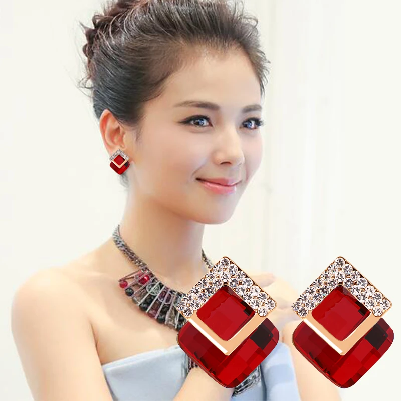 合金耳饰 S925银针韩国时尚气质优雅简约欧大气饰品镶钻