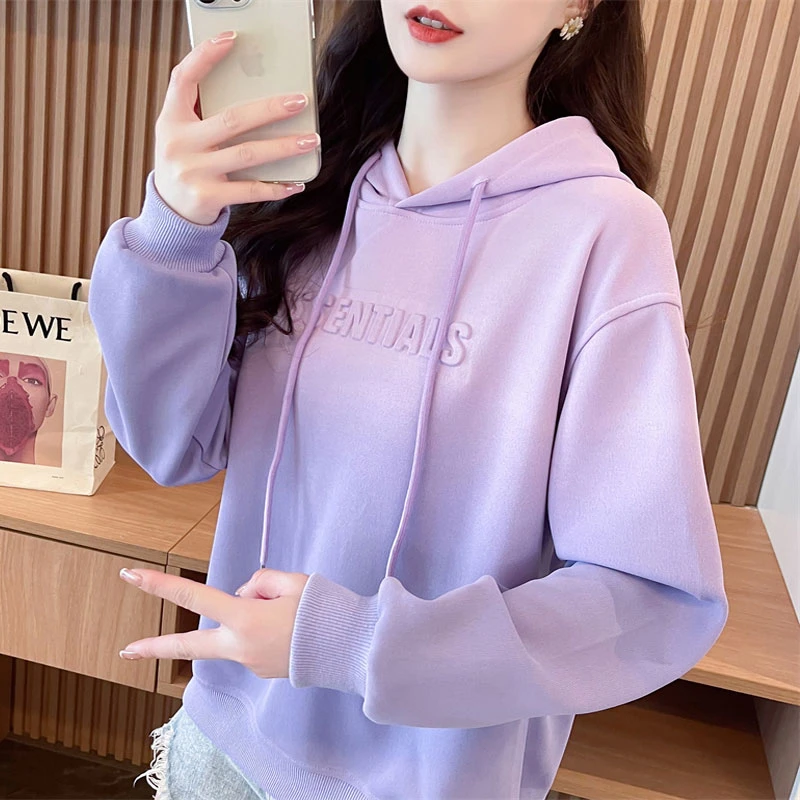 2025新款早秋渐变色连帽卫衣女春秋季宽松大码小个子扎染上衣外套