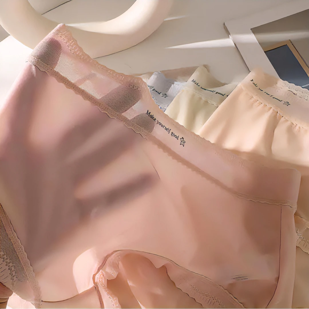 （当日发）冰丝薄款高档大码轻奢蕾丝透气夏季中腰中高腰女士内裤