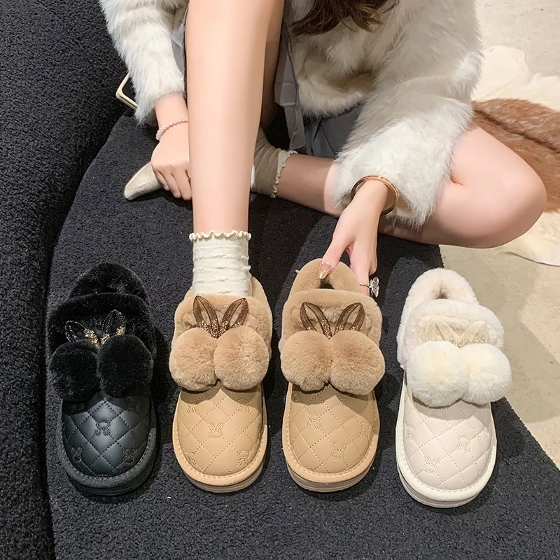 YYCORAL/宇逸瑚双毛球厚底乐福保暖软底冬季豆豆鞋毛毛鞋加绒显瘦