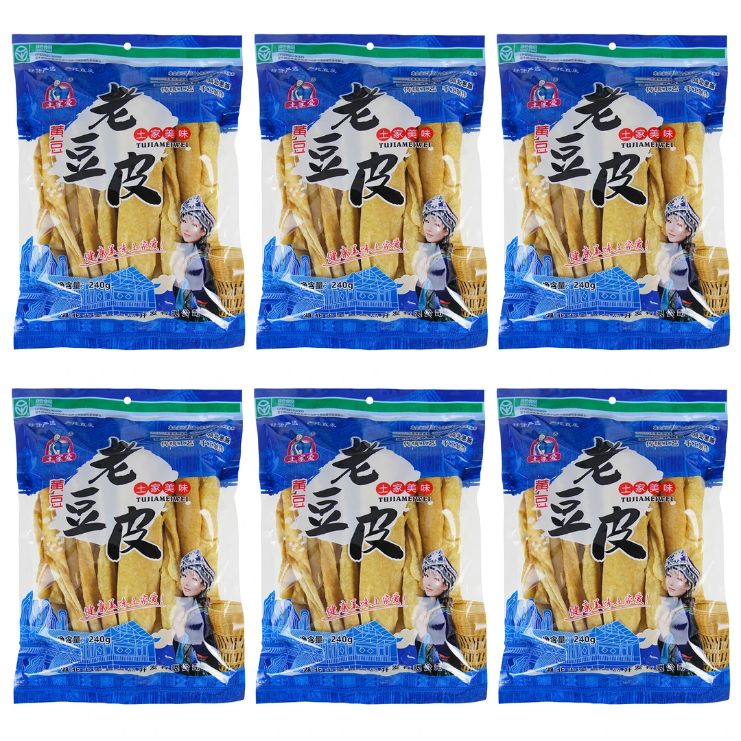 土家爱老豆皮豆腐皮蛋白肉人造肉素肉凉拌螺蛳粉宵夜搭档240g*6