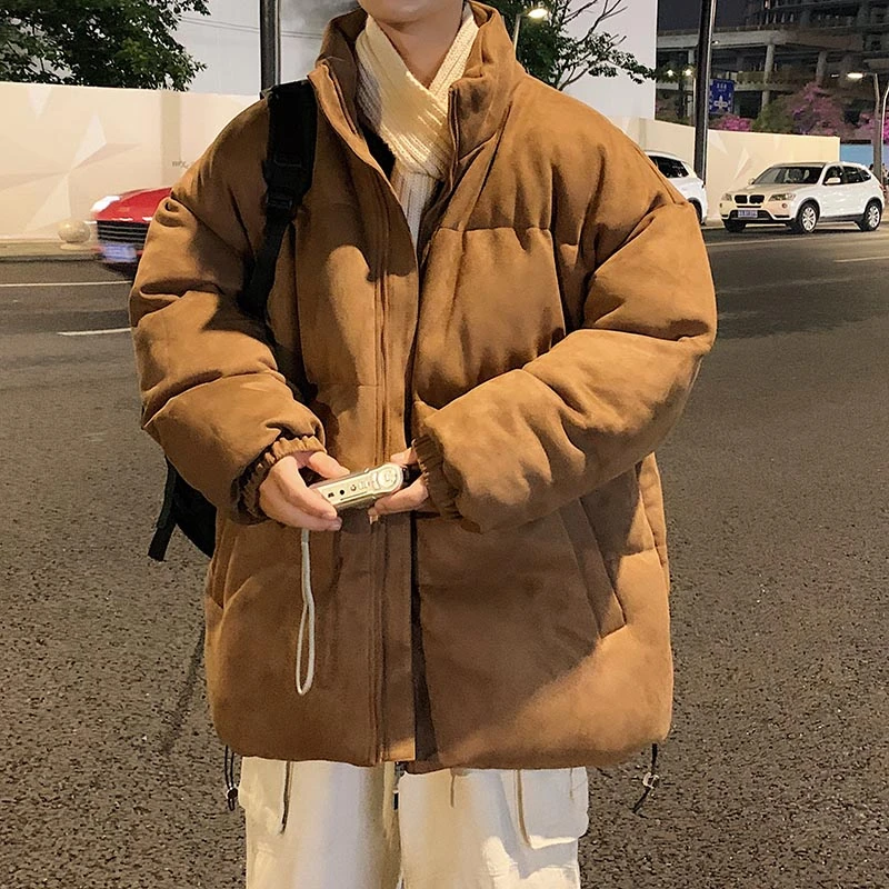 【冬季棉服】仿麂皮绒棉服男士潮牌加厚棉袄美式宽松立领保暖棉衣