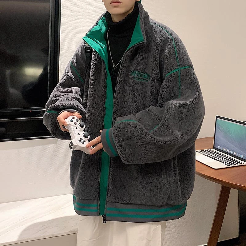 羊羔绒外套男士冬季2023新款加厚棉服潮牌摇粒绒棉袄棉衣男装冬装