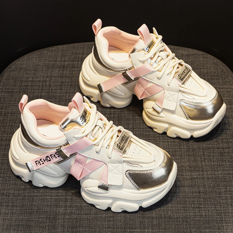 网老爹鞋春秋季小个子增高百搭休闲运动女鞋子厚底