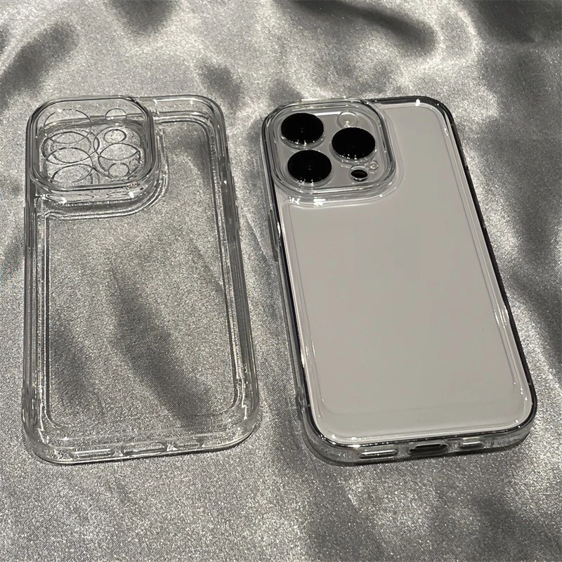 小众ins简约高级透明iPhone15/14promax手机壳苹果13pro/12软套11