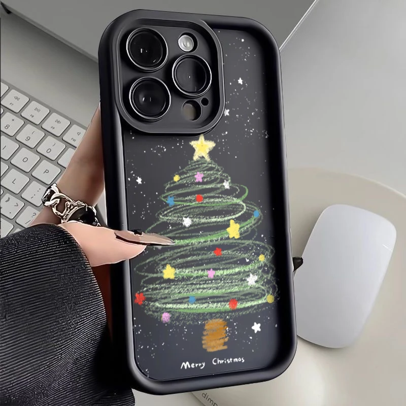 ins星星圣诞树适用iphone15/13苹果14手机壳华为vivo小米oppo软套