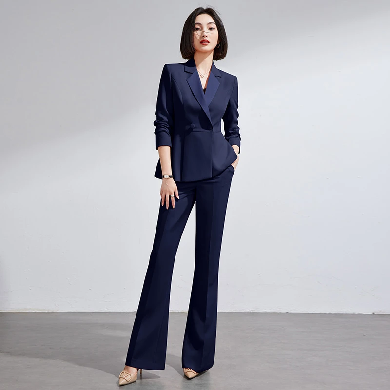 芭妃娅高级感西装套装女休闲通勤西服外套气质正装喇叭裤工作服秋