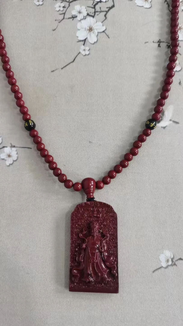 含辰砂工艺品辰砂财神红吊坠