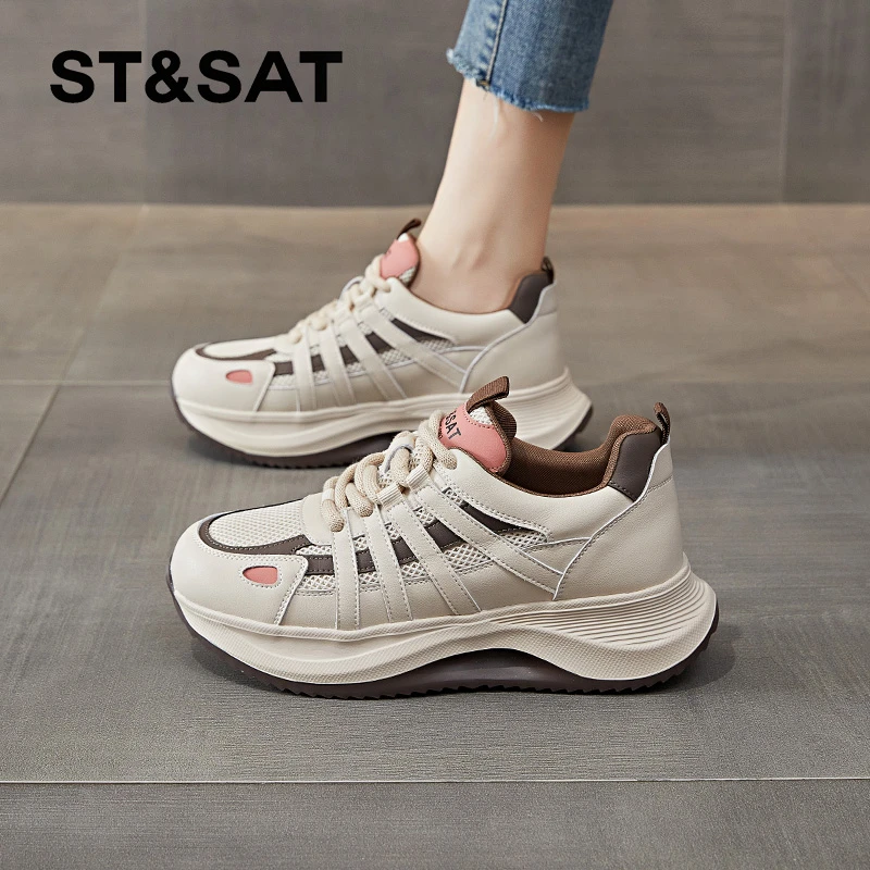 St&Sat/星期六女鞋秋季爆款百搭轻便增高休闲鞋厚底板鞋韩版ins