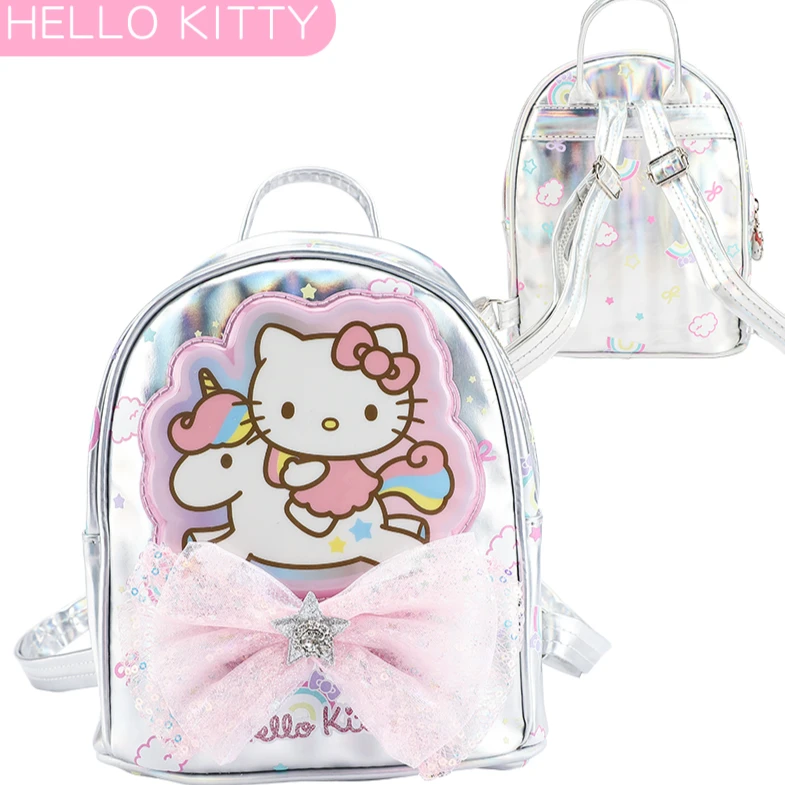 PINKY【正品】联名冰雪KITTY公主镭射双肩小包包小书包