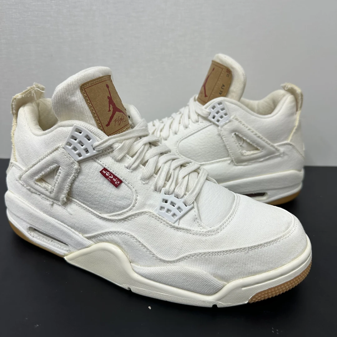 45码 99新 原盒 aj4 乔4 联名 李维斯 白生胶 复古篮球鞋