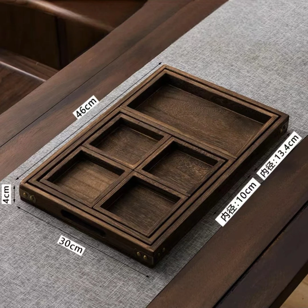 原木色不上漆家用托盘茶托盘干果盒七件套XT620