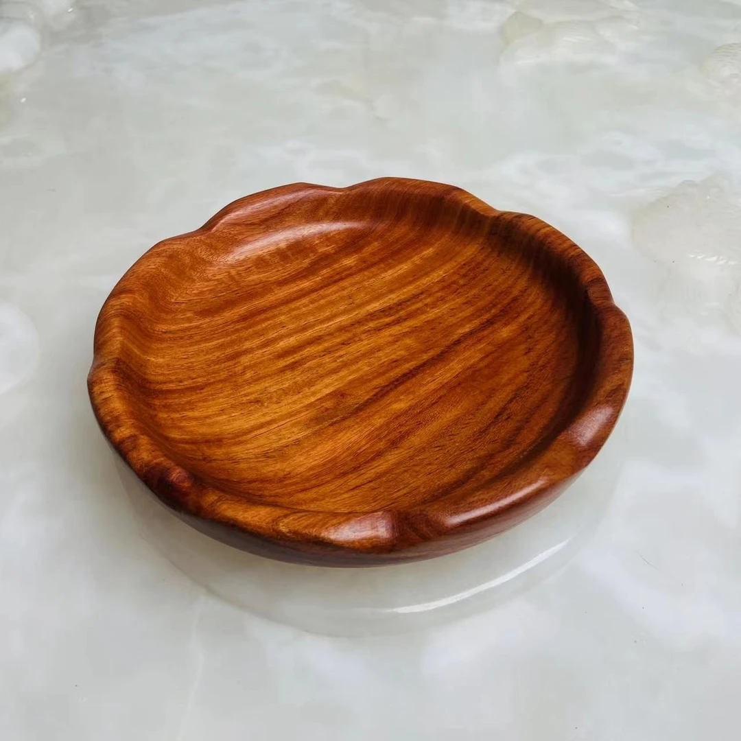 XT211原木原色缅花太阳波浪果盘  尺寸：20×4cm