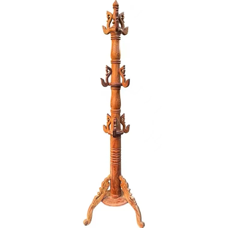 缅甸花梨高货衣帽架  尺寸：40*190cm  XT279