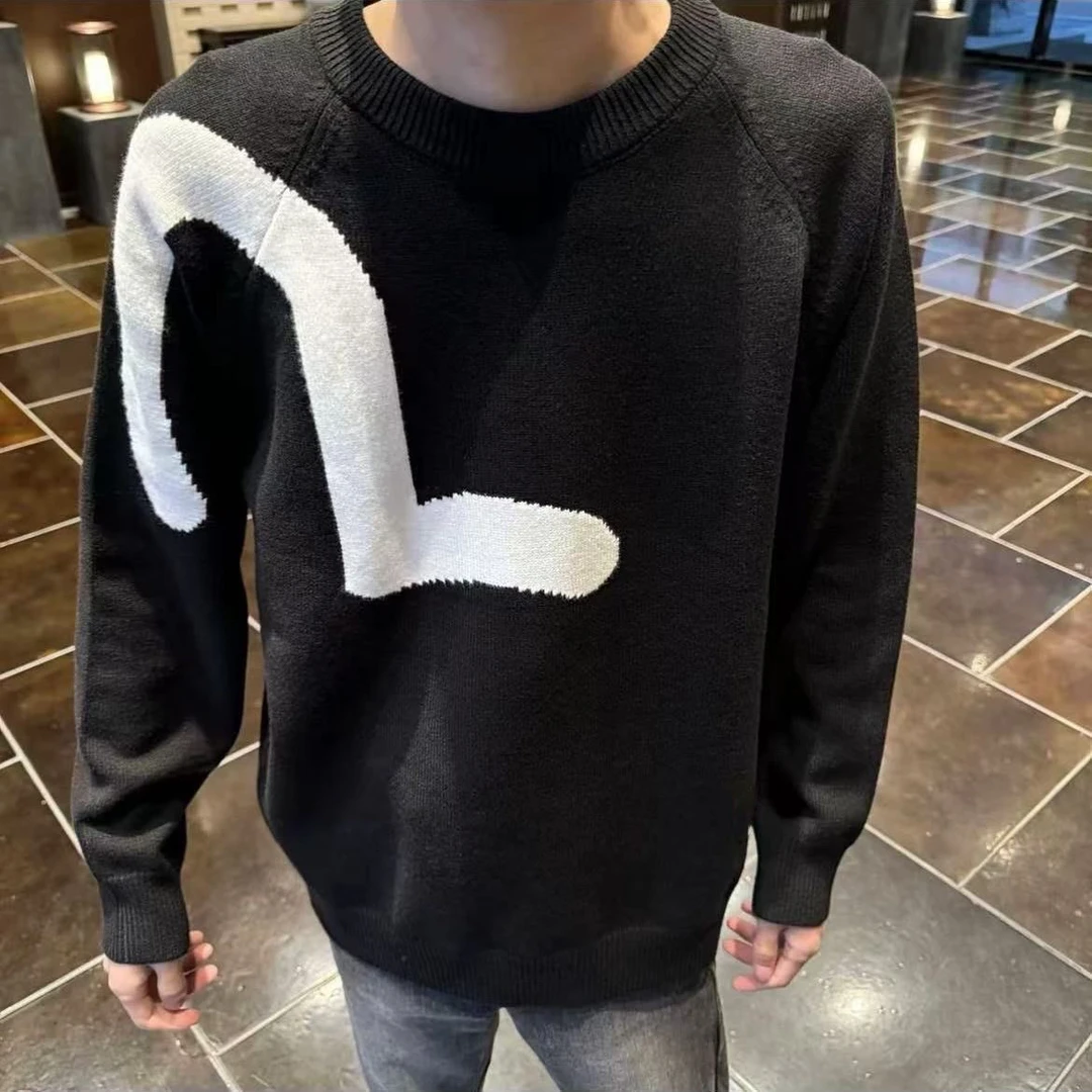 秋冬网红同款毛衣男女休闲慵懒新款长袖宽松情侣衫简约轻奢针织衫