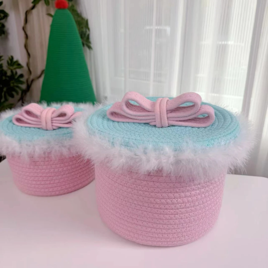 粉色礼物盒子带盖收纳筐（拍一发二）