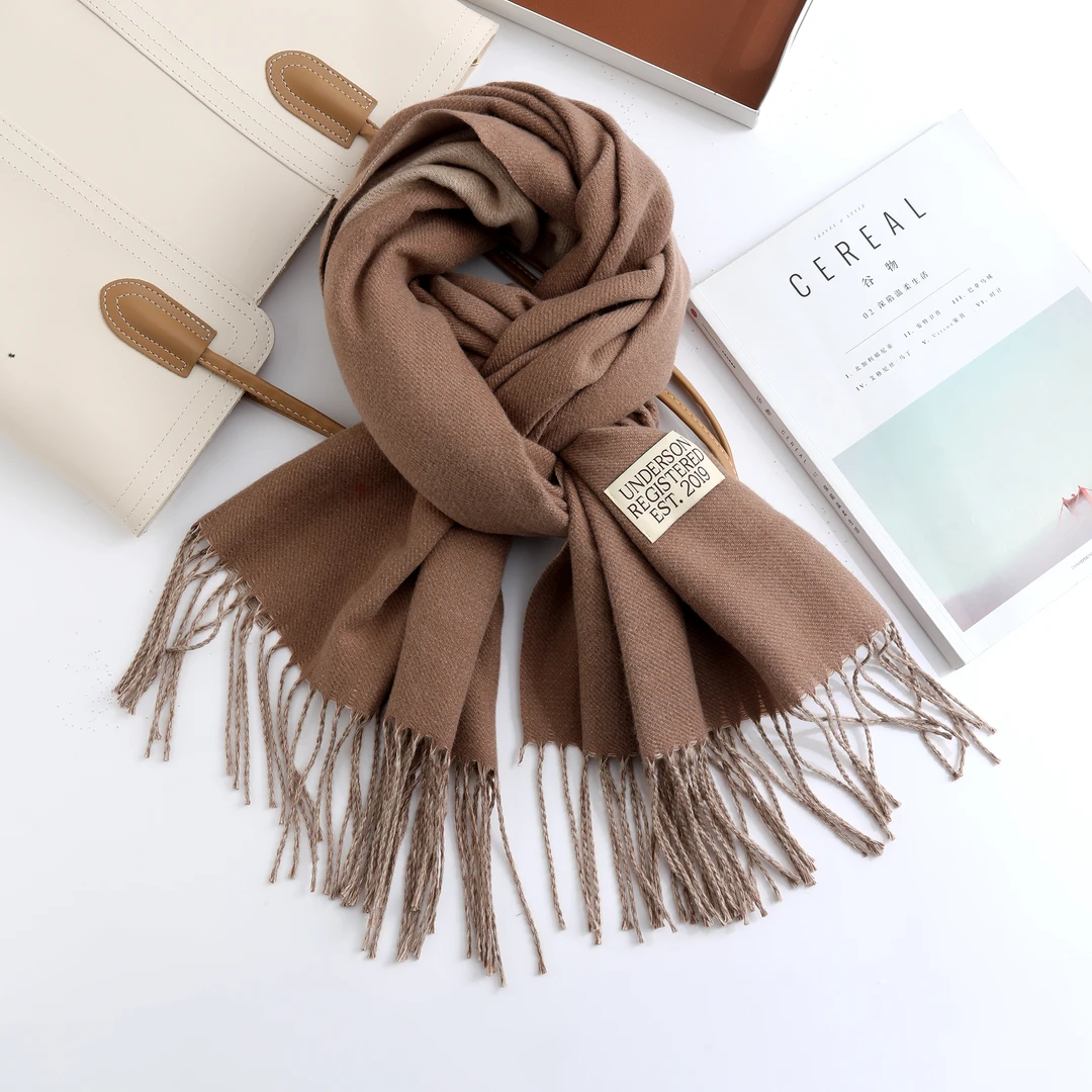 纯色双面女士围巾时尚长款披肩冬季大版高级围脖秋冬气质保暖披肩