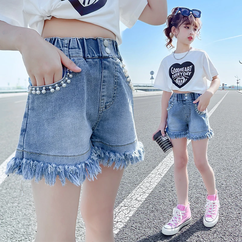 女童牛仔短裤2024新款夏装裤子超洋气儿童中大童韩版夏季薄款热裤