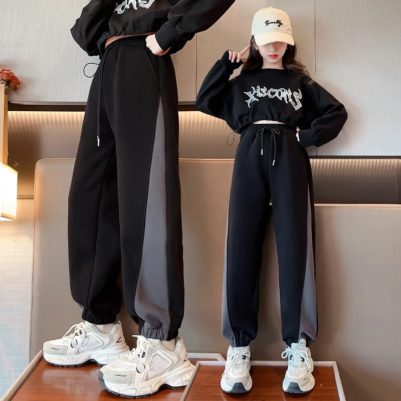 女童裤子卫裤春秋洋气儿童2024新款中大童外穿长裤春款休闲运动裤