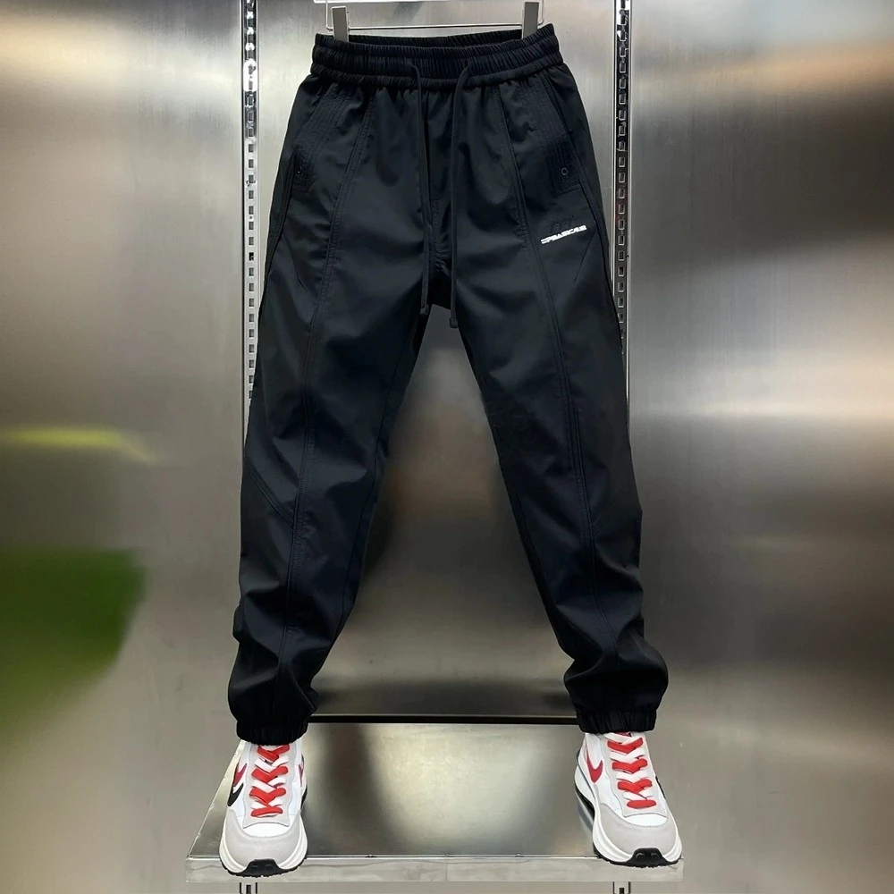 春秋季新男士拼接束脚休闲裤长裤小脚裤修身小脚卫裤运动美式高街