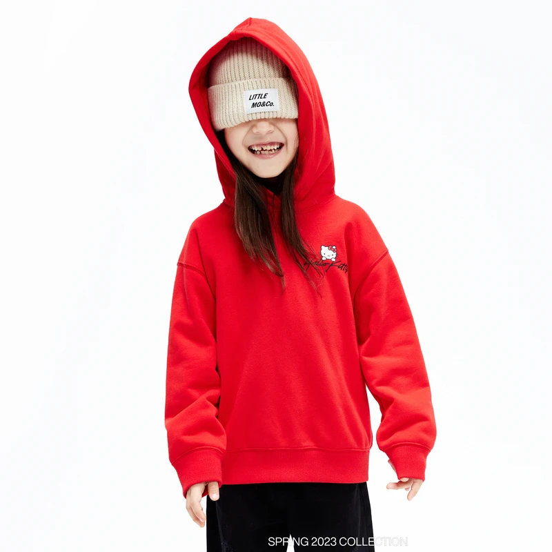 littlemoco童装女童新年红连帽卫衣#KBC1SWS037