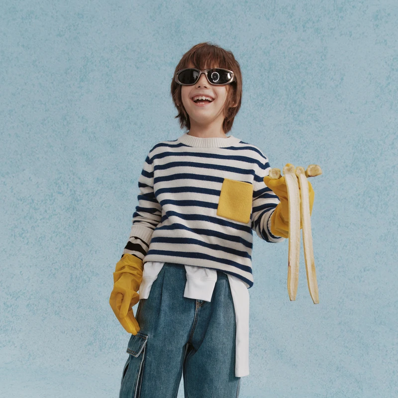 littlemoco童装冬装男女童条纹绵羊毛衫毛衣#KBC4SWT007