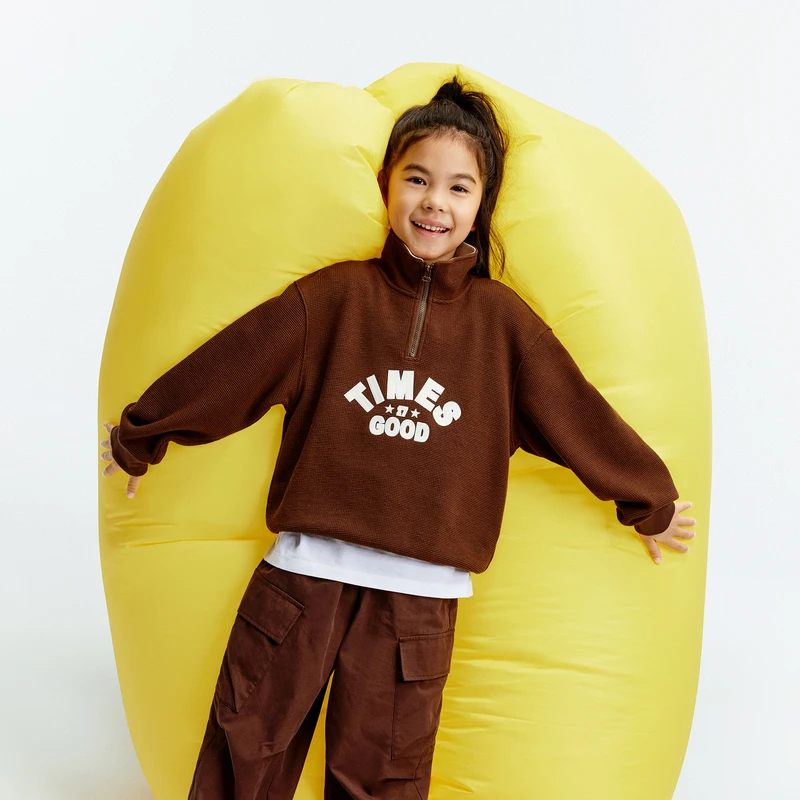 MOCo.童装24秋装新款男女童蓄热华夫格长袖卫衣#KBD3TOPT01