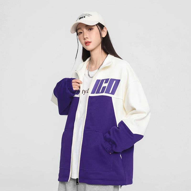 外套棒球服时尚休闲情侣春季宽松撞色外套棒球服时尚休闲情侣春季