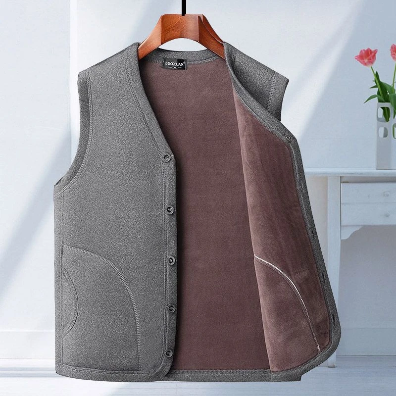 秋冬马甲男外套中老年人加绒加厚老人坎肩爸爸装开衫保暖爷爷背心