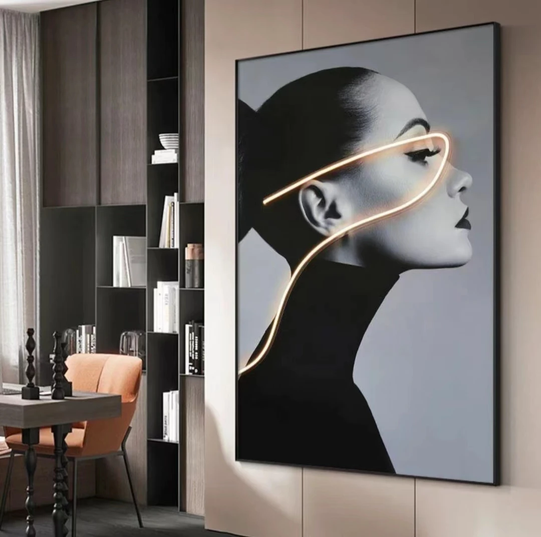 高级感美女挂画现代简约客厅落地画大气时尚轻奢光感过道走廊壁画