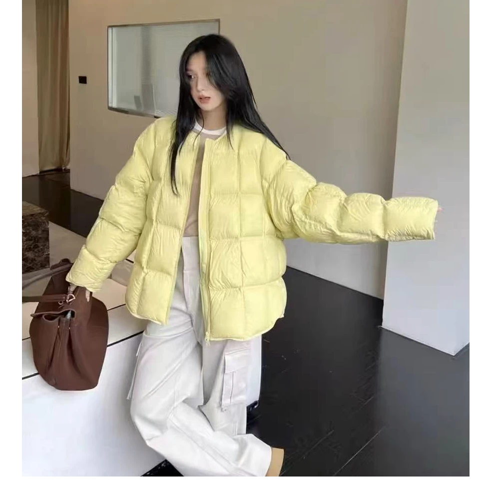 圆领羽绒服绒克222克冬季新款加厚云朵方格轻薄90白鸭绒外套87232