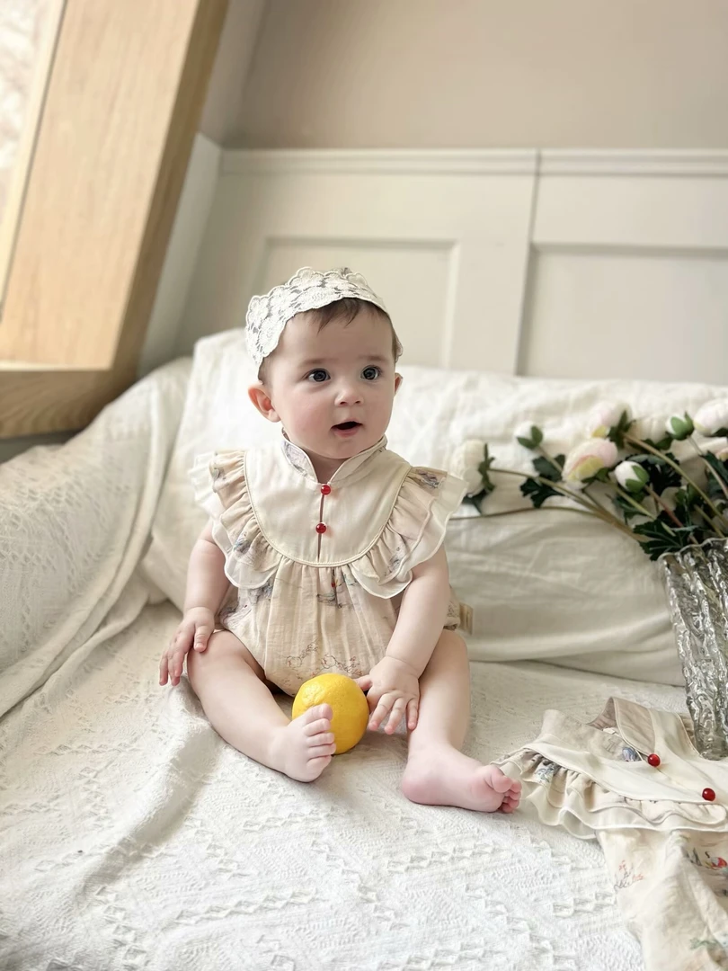 女宝薄款夏款国风水墨旗袍新中式裙子包屁衣4837