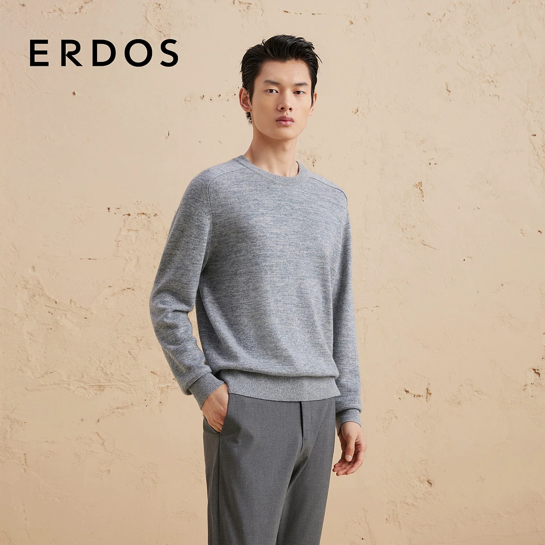 ERDOS 圆领羊绒衫纯色男针织套衫修饰肩型百搭