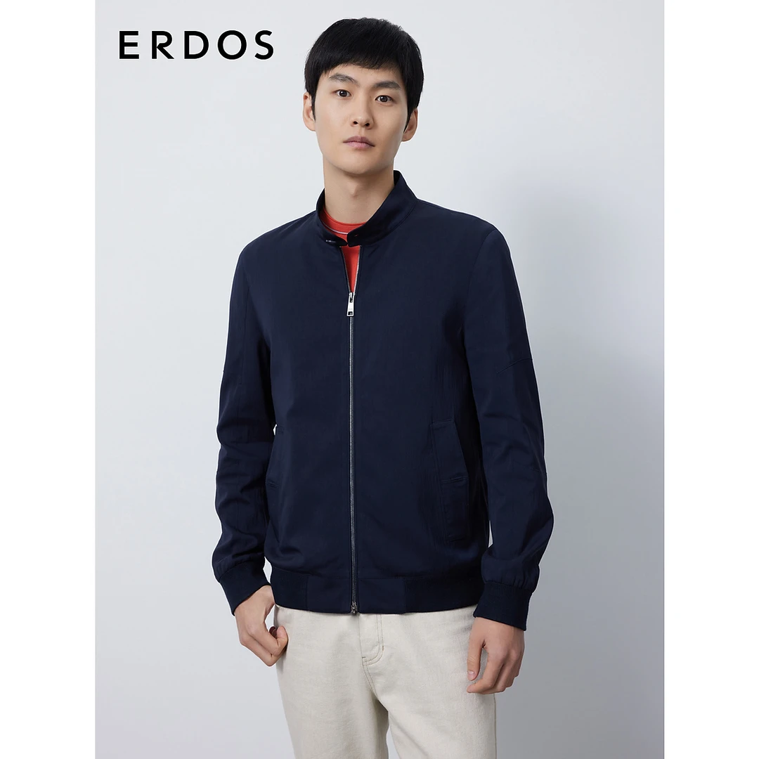 ERDOS 早秋立领挺括夹克微褶皱感百搭清爽抗静电外套