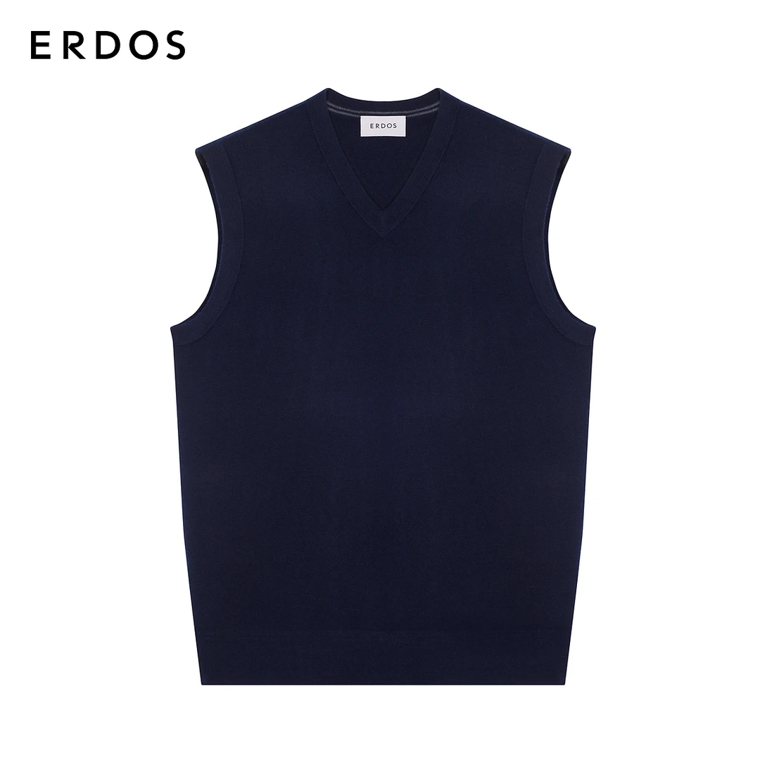 ERDOS男装精纺V领双提男套羊绒背心经典商务保暖舒适A
