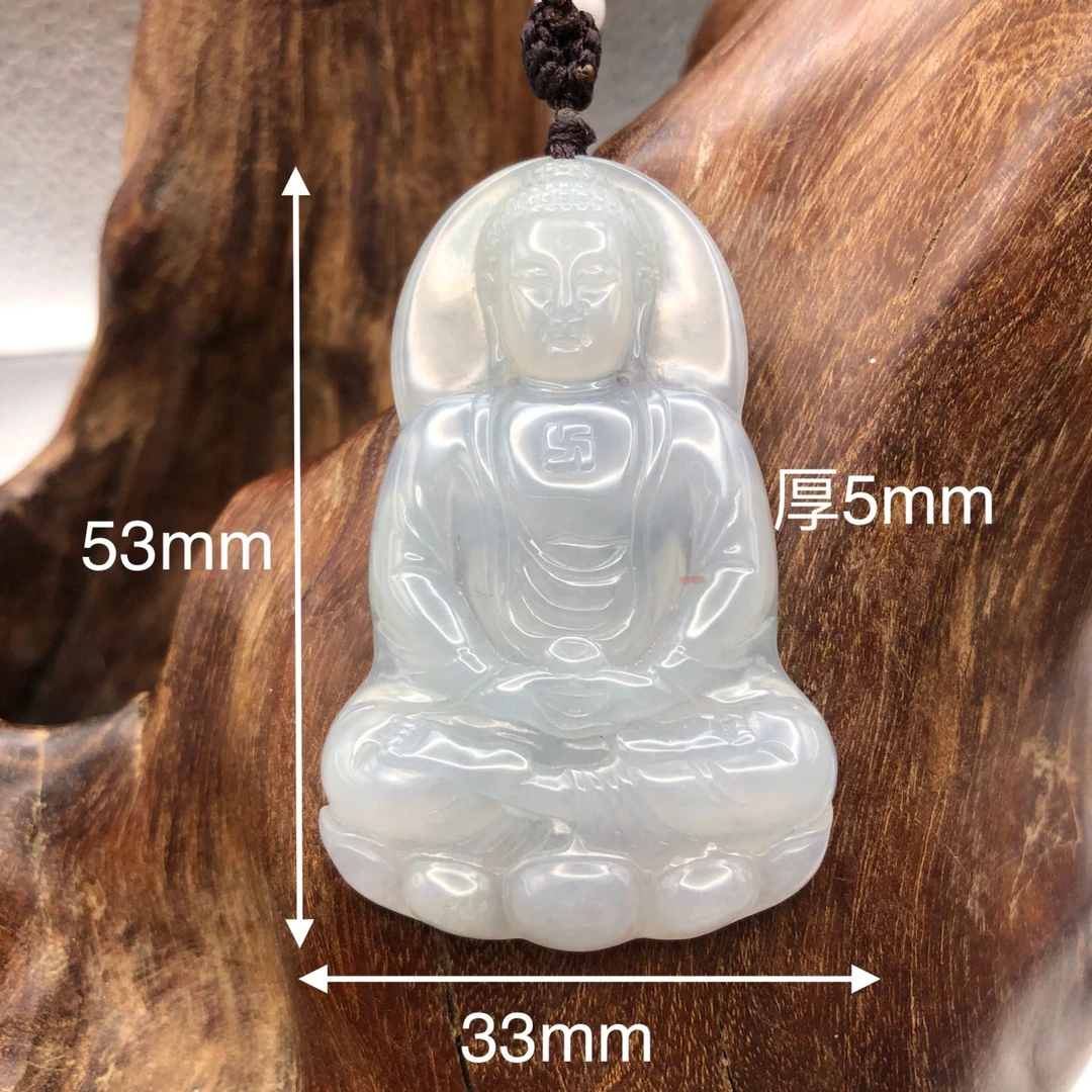 缅甸天然A货翡翠   莲座观音吊坠